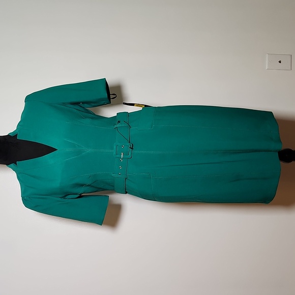 NWT MAGGY LONDON Women's Rashida Green Midi Dress w/ Belt, Size 6 - Picture 1 of 13